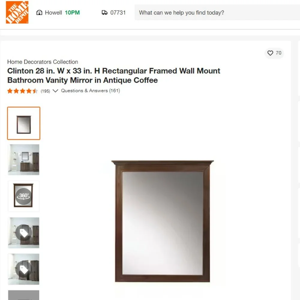 Rectangular Framed vanity Mirror - Brand New